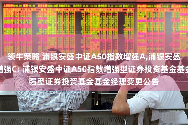 领牛策略 浦银安盛中证A50指数增强A,浦银安盛中证A50指数增强C: 浦银安盛中证A50指数增强型证券投资基金基金经理变更公告