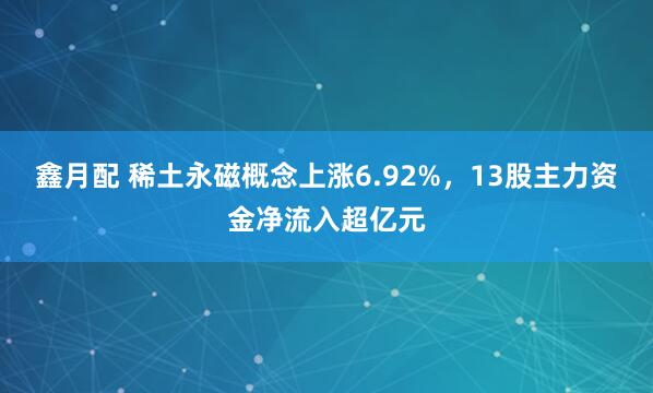 鑫月配 稀土永磁概念上涨6.92%，13股主力资金净流入超亿元